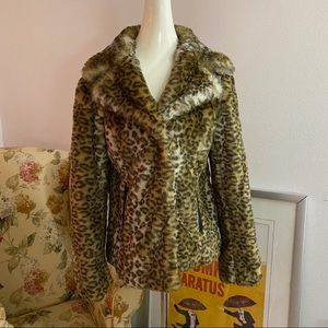 Via Spiga Leopard Vegan Fur Jacket